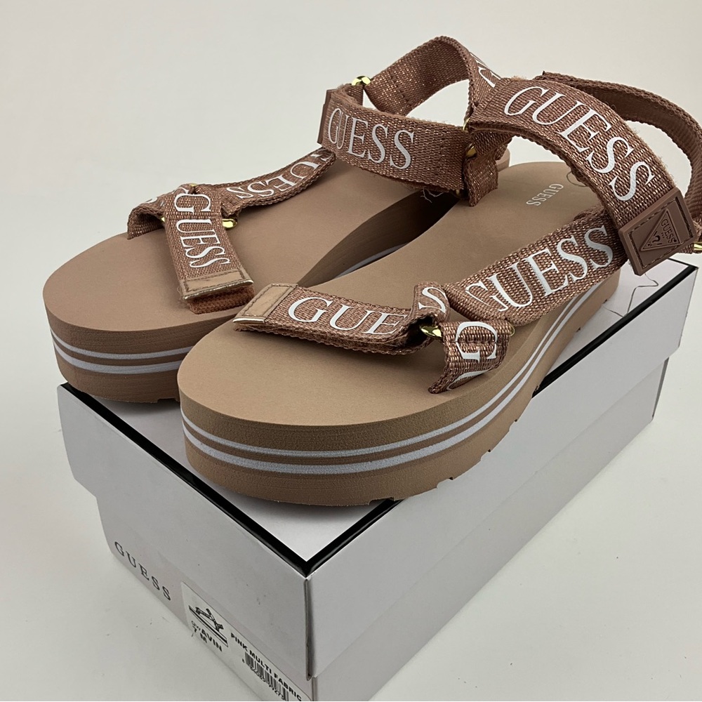 GUESS gw AVIN pink Multi fabric Sport Platform Sandals NIB